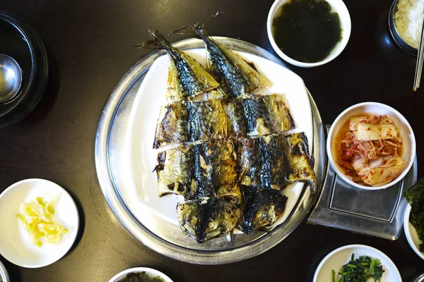 Comida Coreana Pescado Estilo Coreano Parrilla Caballa — Foto de Stock