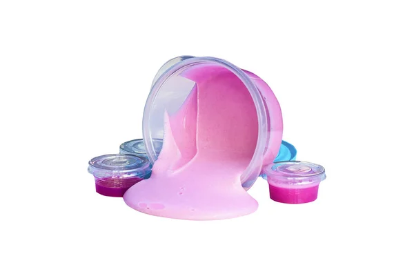 Beyaz arka plan üzerinde izole plastik kutusundan dışarı sümük sızıntısı.