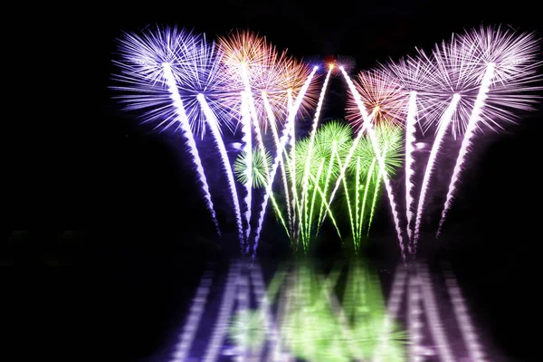 Fireworks Black Sky Background — Stock Photo, Image