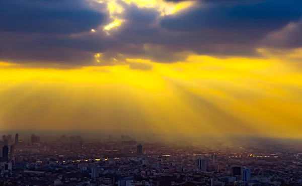 bangkok city with the sunlight ray in the afternoon,Thailand.