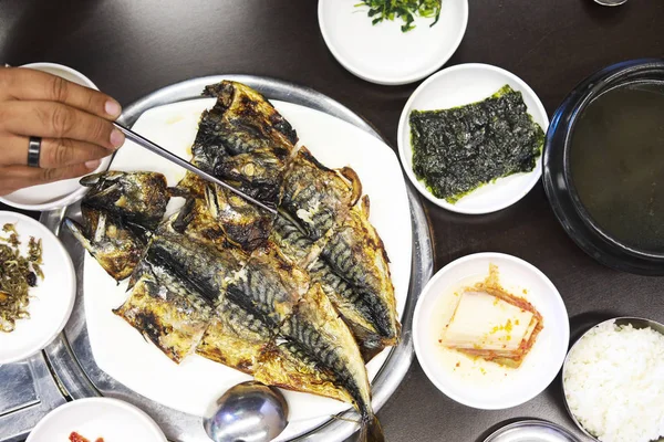Élelmiszer Koreai Koreai Hal Stílus Sült Makréla — Stock Fotó