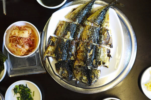Comida Coreana Pescado Estilo Coreano Parrilla Caballa — Foto de Stock