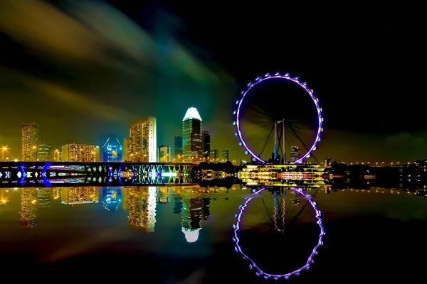 Skyline Singapore Cidade Noite — Fotografia de Stock