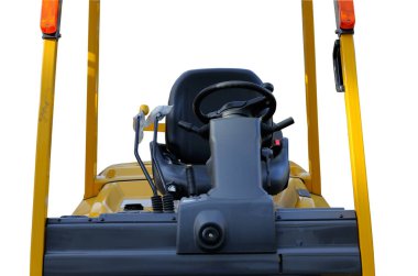 Forklift araba ön yüzü beyaz arka plan üzerinde izole.