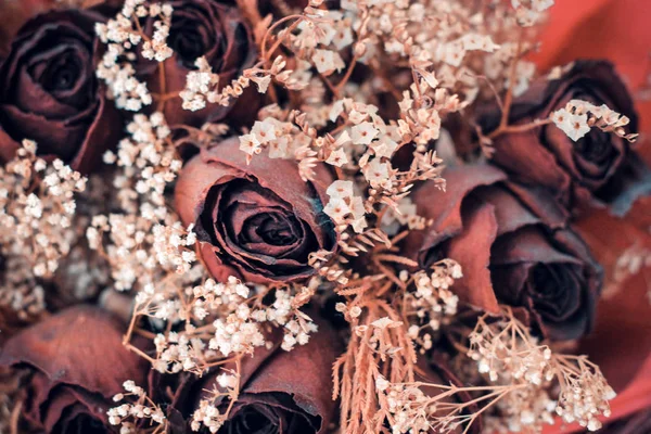 Dry roses in vintage style, selective focus