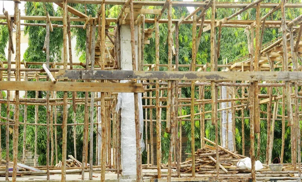 Wood support in the construction.Wood  Scaffolding
