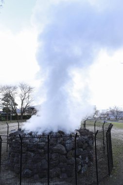 Bulunan Beppu, Oita, Kyushu, Japonya yerden dışarı-in sıcak buhar