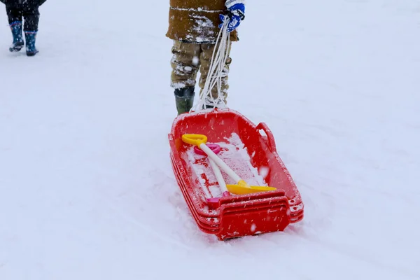 Red sled for playing on the snow , Gala Yuzawa.Japan — Stock Photo, Image
