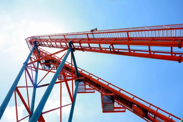 Eğlence Parkı Roller Coaster Raylı — Stok fotoğraf