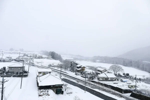 Road and heavy snow at japan — Stock Photo, Image