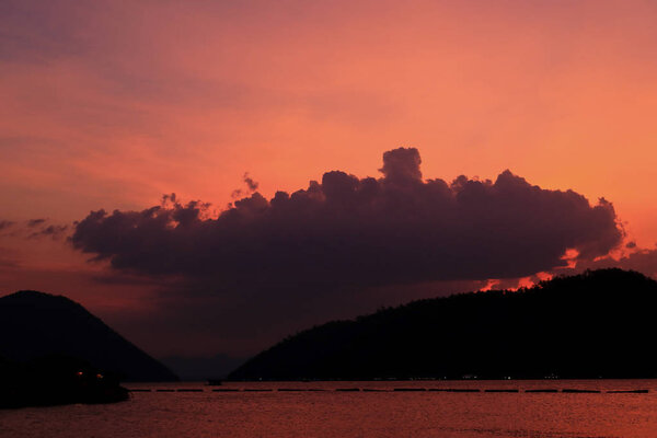 Typical of landscape mountain and the sky after sunset, Thailand
