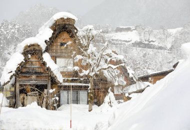 kar düşen gün shirakawago : köy Ono Dis bulunan