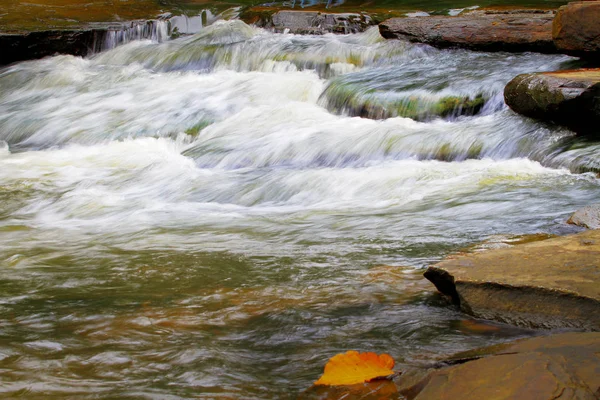 A água flui através das rochas no riacho . — Fotografia de Stock