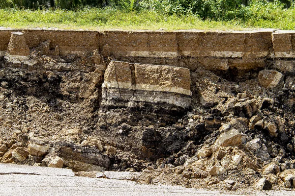 underground soil layer of cross section earth