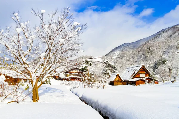 Shirakawago Schneefall Dorf Bezirk Ono Präfektur Gifu Japan Stockfoto
