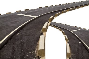 Siyah asfalt karayolu taşıma ve eğri zekâ iki çapraz soyut