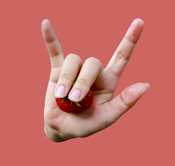 Strawberry Berry Palm — Stock Photo, Image