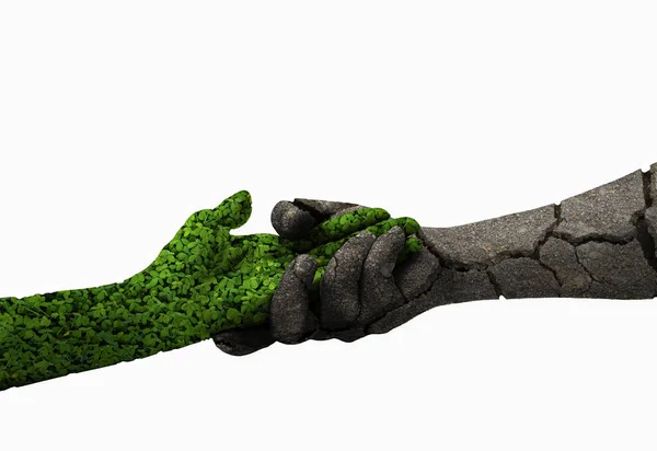 Koncepce životního prostředí: zelená travní ruka izolovaná na bílém backgro — Stock fotografie