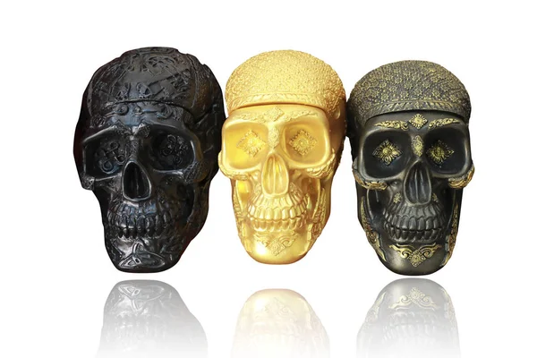 Three Decorative Skulls White Background Royalty Free Stock Photos