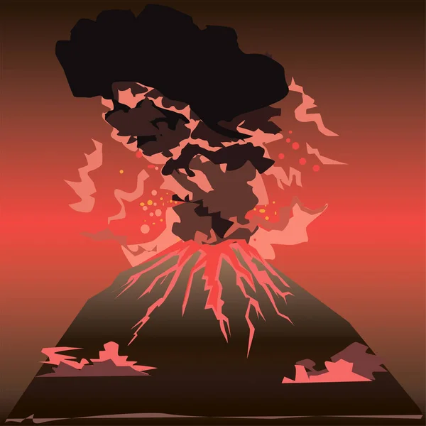 Vektor För Miljökatastrofer Vulkanutbrott — Stock vektor