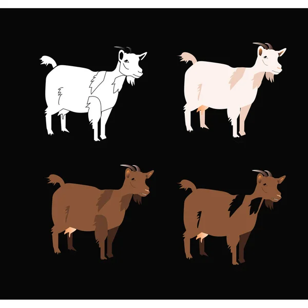 Ilustración Vectorial Cabras Diferentes Colores — Archivo Imágenes Vectoriales