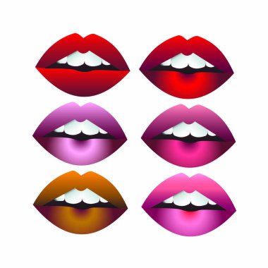 Kırmızı dudaklı kızın vektör çizimi