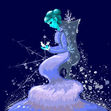 Suyun güzel bir kız şeklindeki görüntüsünün çizimi.