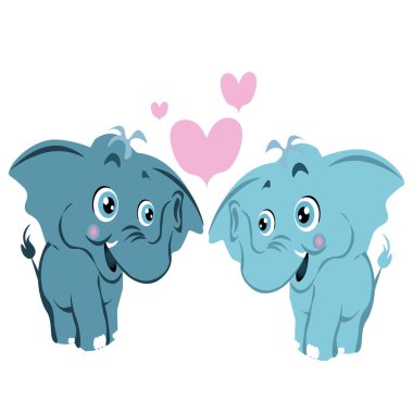 Kalpli, sevgi dolu fillerin tasviri