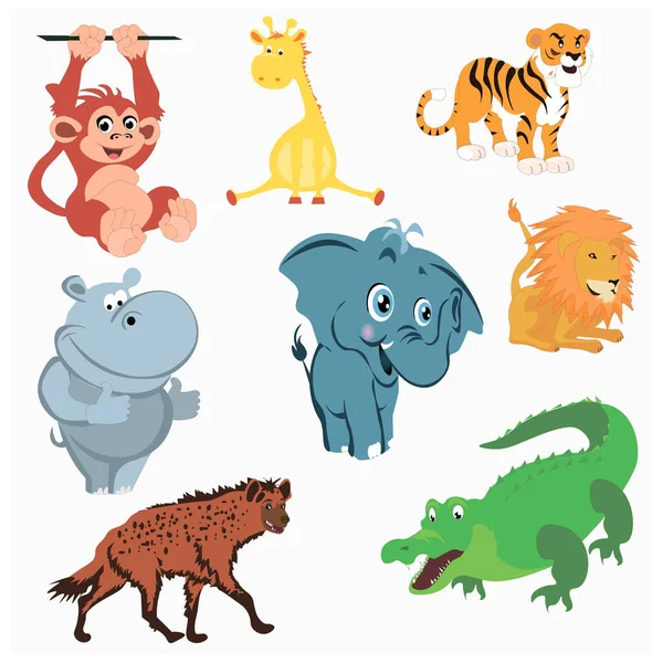 Vektorová Ilustrace Všech Hlavních Afrických Zvířat Pro Děti — Stockový vektor