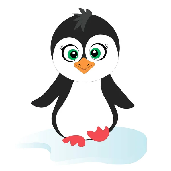 Ilustração Vetorial Pinguim Uma Placa Gelo —  Vetores de Stock