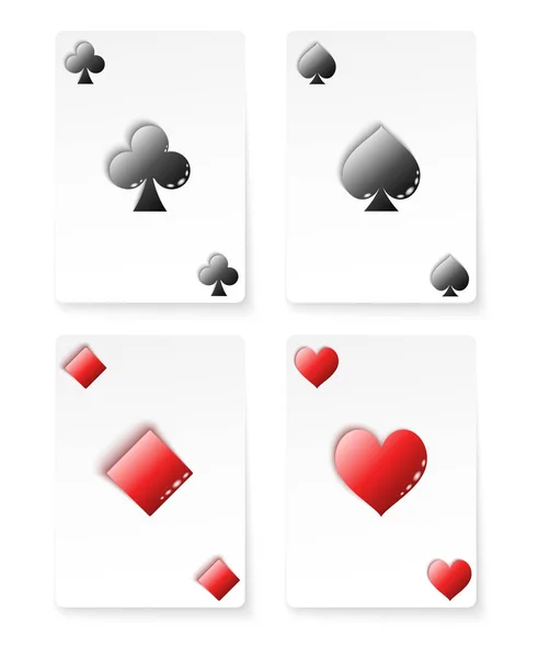 Playing Card Suits set. Four card with symbols. Vector illustration — Stock Vector