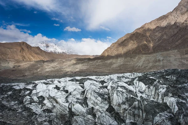 Hermoso Glaciar Hopper Valle Nagar Glaciar Gris Con Montaña Cordillera — Foto de Stock