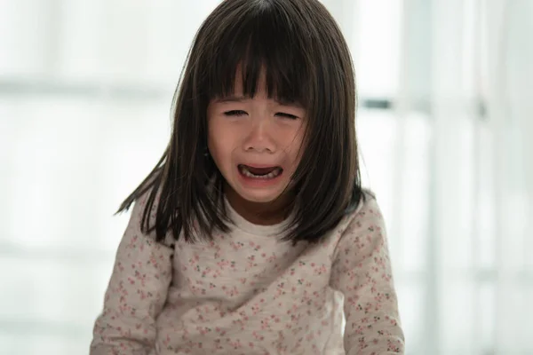 Portrait Asian Little Girl Sad Crying — Stock Photo, Image