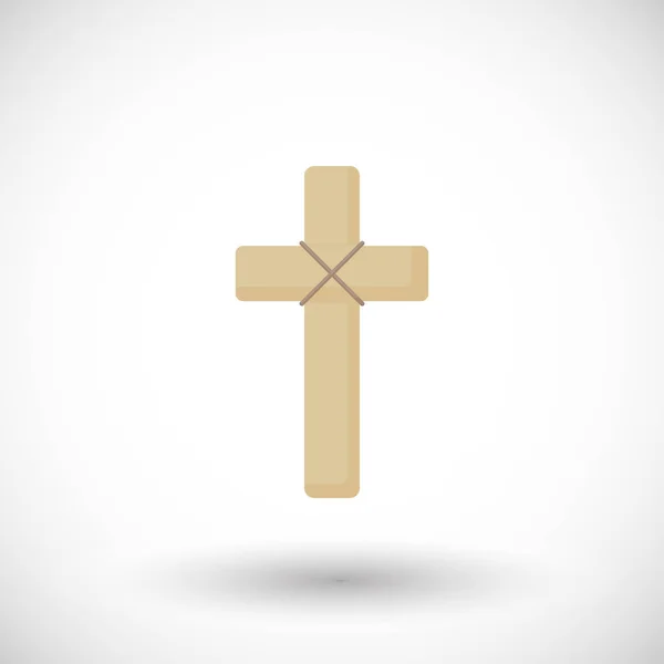 Legno Croce Piatta Icona Vettoriale Disegno Piatto Religiuos Vettoriale Illustrazione — Vettoriale Stock