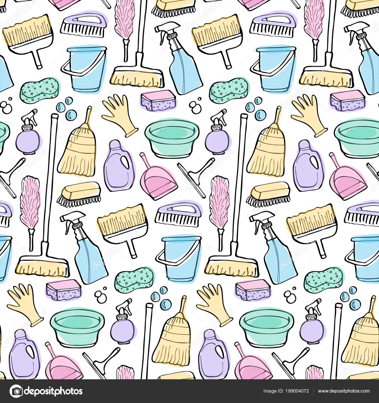 Premium Vector  Cleaning tools doodle illustration with colored