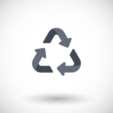 Sembol düz simgesini geri dönüşüm, düz beyaz arka plan üzerinde vektör illüstrasyon izole siyah ok işareti tasarımını