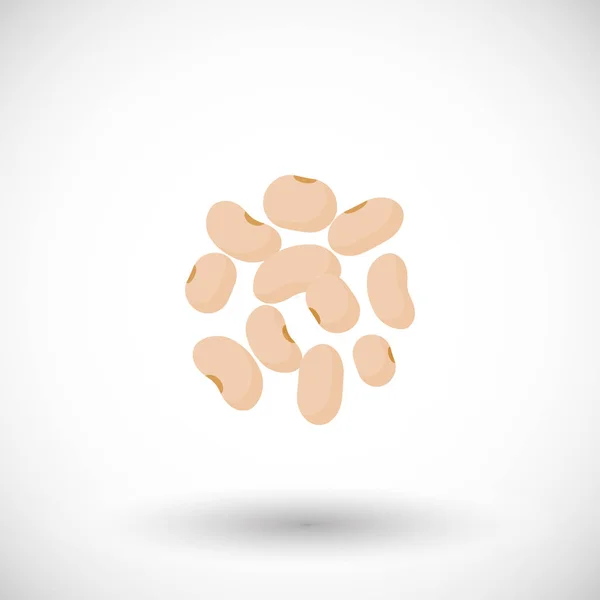 黄豆平面矢量图标 平面设计的食品 健康的饮食对象 大豆产品与圆形阴影孤立的白色背景 可爱的矢量插图与反射 — 图库矢量图片