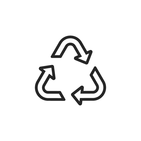 Recycling Symboolpictogram Platte Vlakke Ontwerp Van Zwarte Pijl Teken Geïsoleerd — Stockvector
