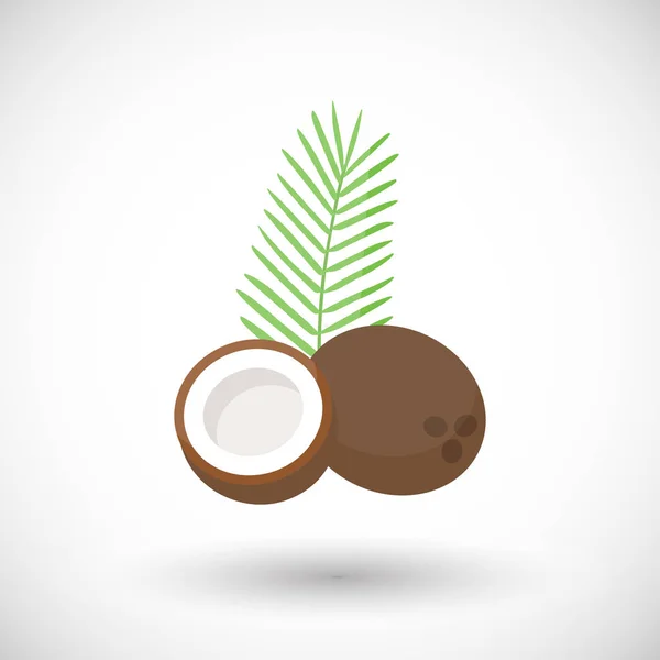 Kokosnussvektor Flaches Symbol Flaches Design Tropischer Exotischer Früchte Mit Rundem — Stockvektor