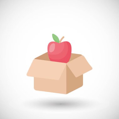 Vektör çizim gıda bağış düz simgesi kar amacı gütmeyen kuruluşlar ve bağış Merkezi için grafik elemens. Bağış toplama simgeler. Crowdfunding proje etiket. Hayırseverlik logo