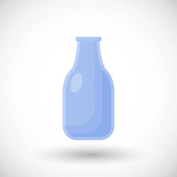 Empty glass bottle flat vector icon — Stock Vector