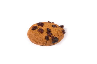 Beyaz bir arka plan üzerinde taze pişmiş yulaf ezmesi kurabiye