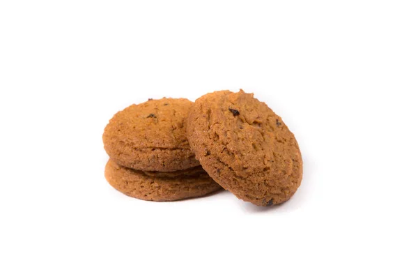 Färsk Ugnsbakad Havregrynsgröt Cookie Vit Bakgrund — Stockfoto