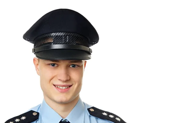 Portrét Mladého Policisty Nechal Můžete Napsat Nějaký Text Royalty Free Stock Obrázky