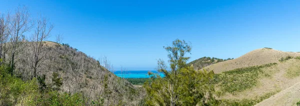 Panoramic view of Deva domain, New Caledonia. Turquoise water and blue sky