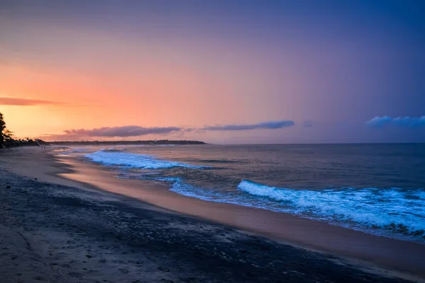 Beautiful Sunset Sea Orange Sky Arugam Bay Ceylon Panoramic Format — Stock Photo, Image