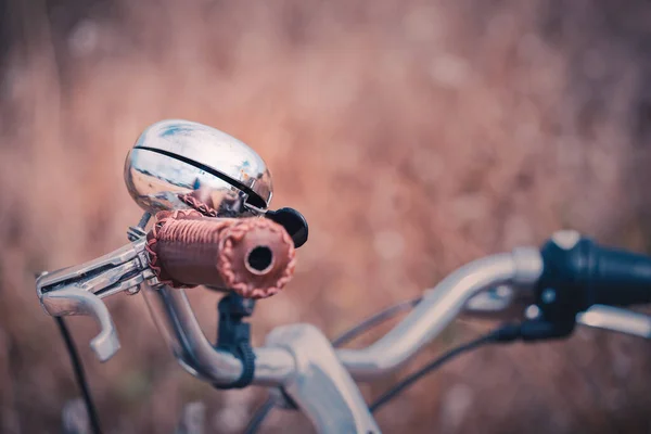 Close Sino Bicicleta Metálica Vintage Ambiente Rural Cores Quentes — Fotografia de Stock