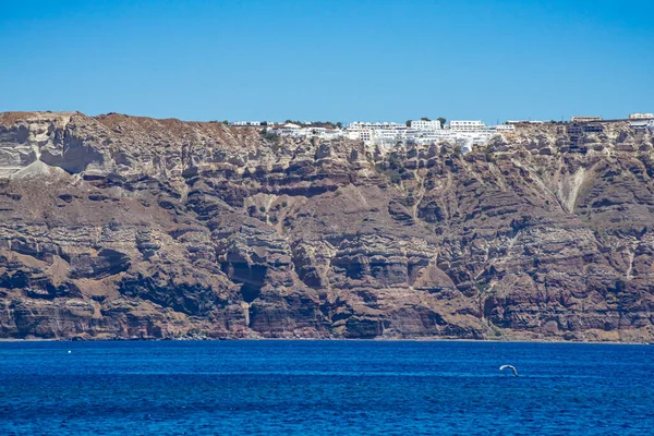 Panorámica Santorini Thira Grecia Sobre Caldera Mar Egeo — Foto de Stock