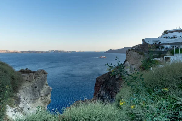 Όμορφη Πανοραμική Θέα Από Την Οία Στην Καλντέρα Και Ηφαίστειο — Φωτογραφία Αρχείου