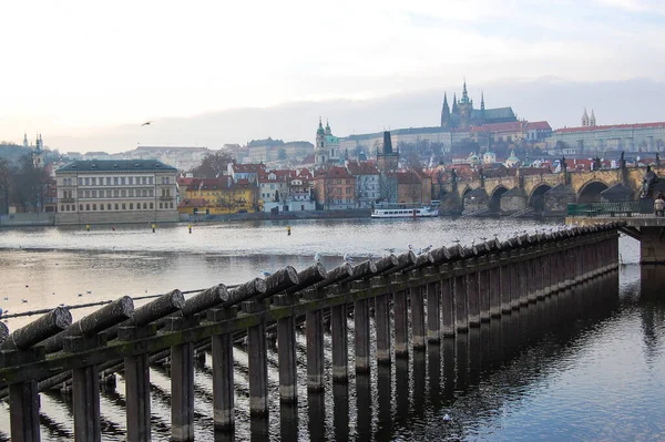 Une Photo Paysage Urbain Prague Prise Autre Côté Rivière — Photo